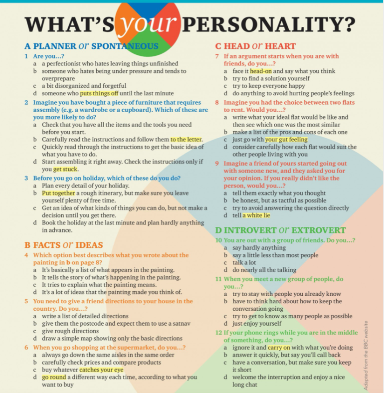 Advanced English - Personality vocab